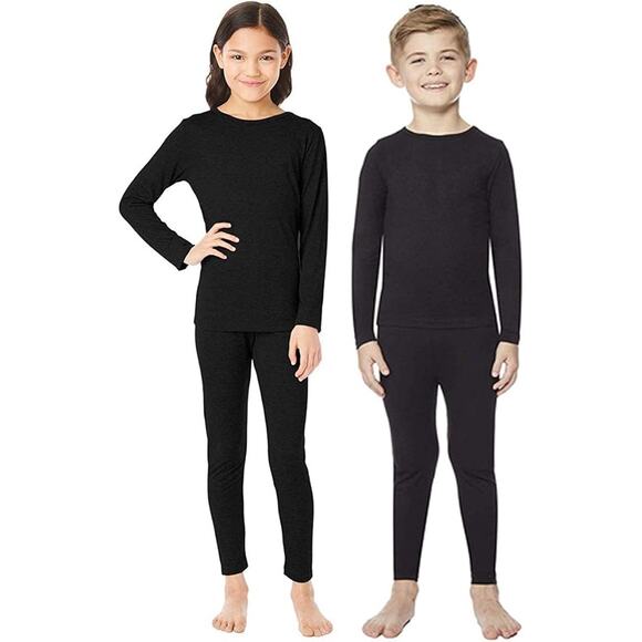 32 Degrees Heat Base Layer Long Sleeve Crew Neck and Legging Set Kids Sz L Black - Picture 1 of 5